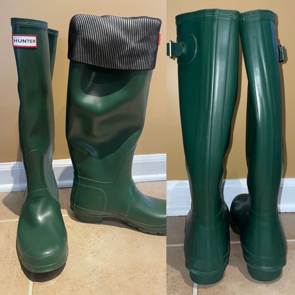 Hunter Green Rain Boots- size 9M/10W